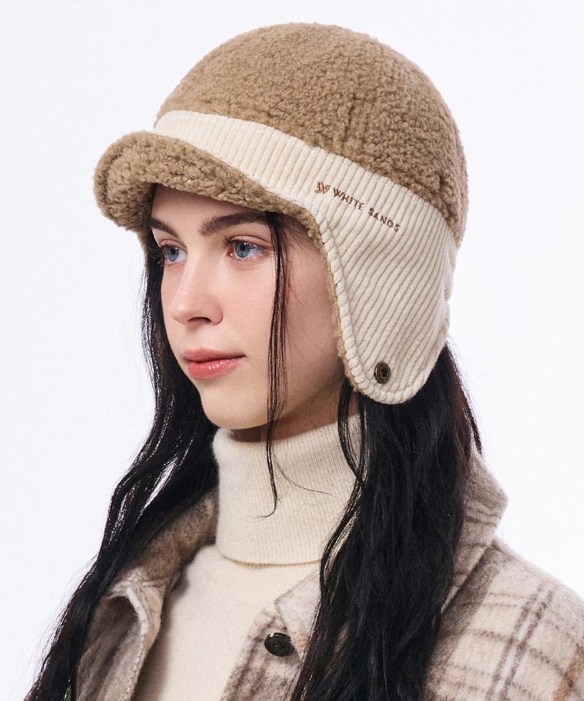 Hwaiteusaenjeu Corduroy Short Fleece Earmuff Cap Harcot (6 Colors)