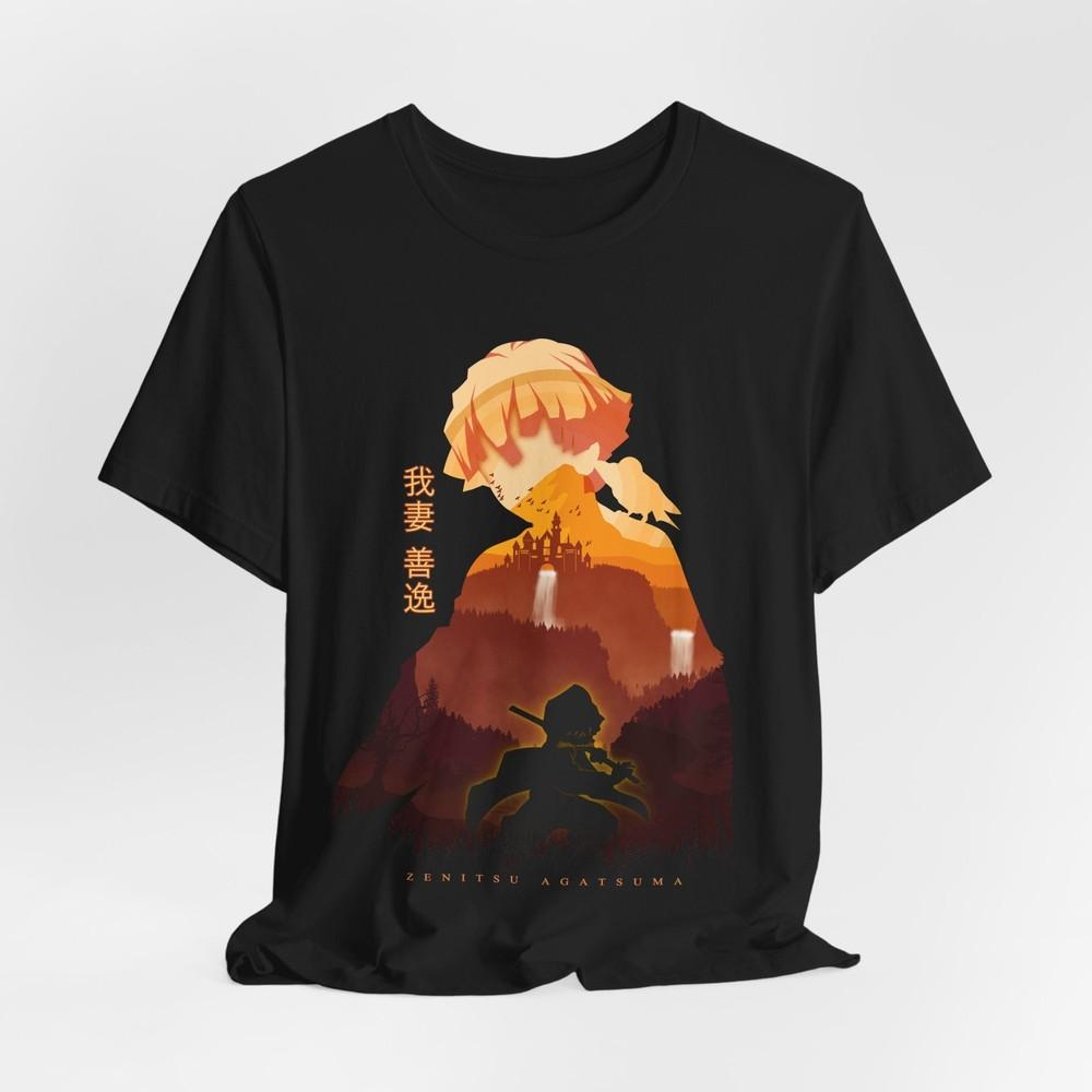 Zenitsu Silhouette T-Shirt Tee Tops, Demon Slayer Anime Shirt, Japanese Art Top, Manga Fan