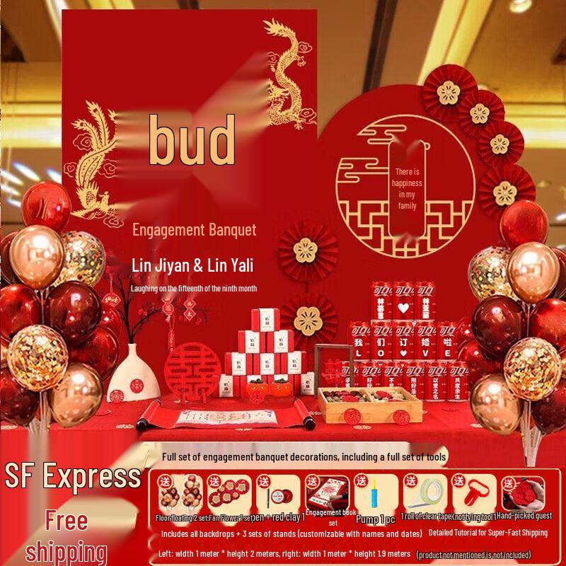 

Engagement Backdrop & KT Board Set - Stylish Betrothal Table Centerpiece