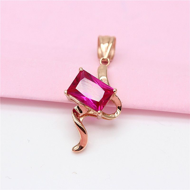 

Изысканный русский 585 фиолетовый золотой квадратный кулон с инкрустацией розовым золотом, модное квадратное ожерелье с лисой, покрытое золотом (single pendant)