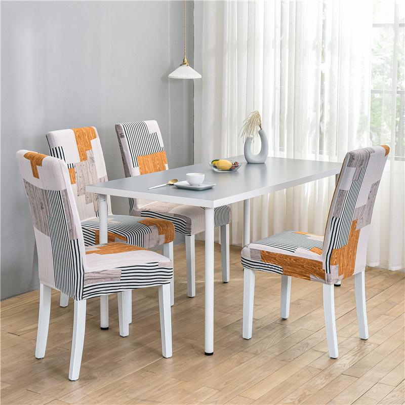 Printed Dinner Chair Cover Slipcovers Anti-Dirty Seat Cover Removable Spandex Chair Cover For Kitchen Banquet Wedding Restaurant