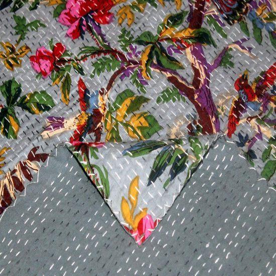Aizza Trends Handmade Pure Cotton Printed Kantha Quilt  - Traditional Look Bed Spread Kantha Gudri - Vintage Hand Stitch Gudri