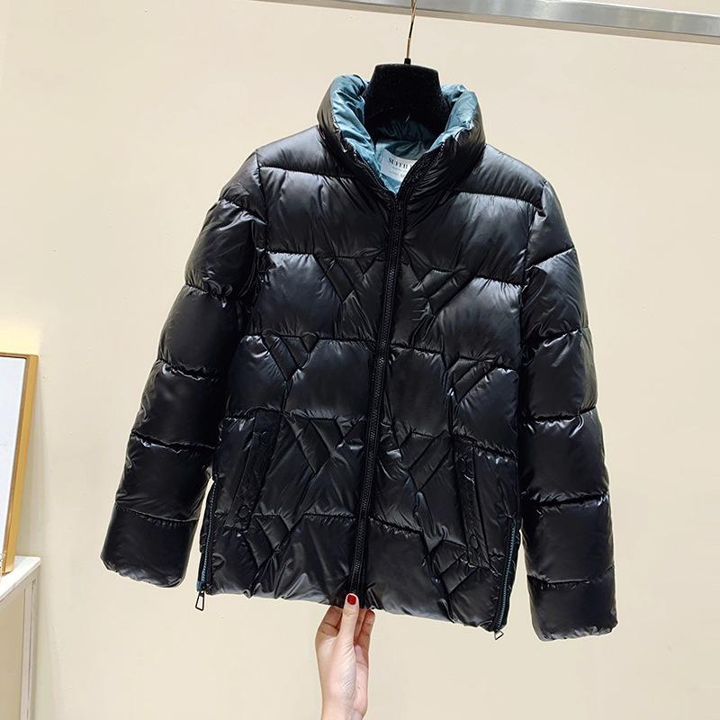New down cotton cotton jacket thickened short stand-up collar cotton-padded jacket mother clothing bread jacket small winter coat