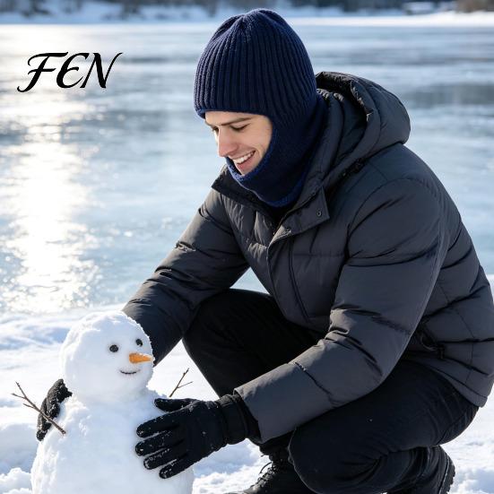 Winter Accessories Men Knit Hooded Scarf Hat, Warm Balaclava Hood for Cold Weather Protection Hat Weather, Windproof Neck Warmer Skull Cap Outdoor