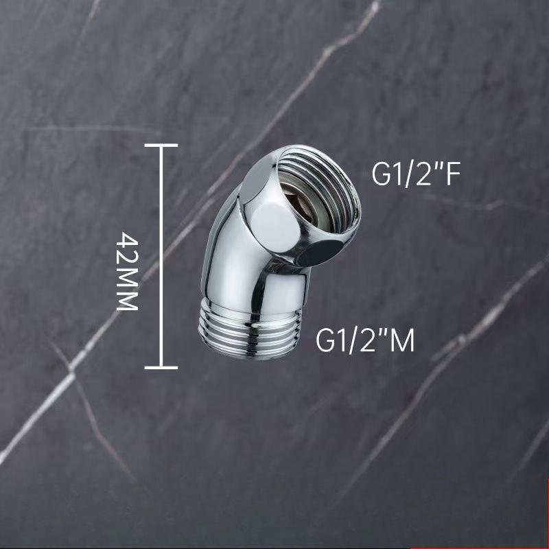

Long-length shower head angle adjuster | Handheld top spray tool | Shower head bracket elbow accessory, plastic material