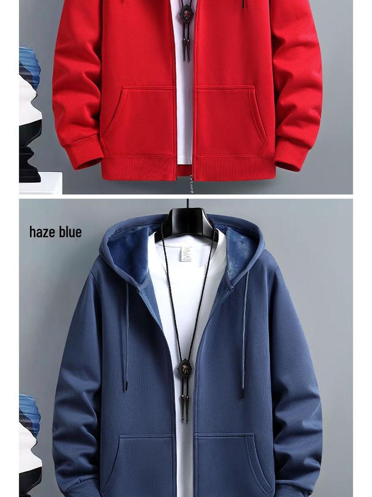 2024 Men's American Trend Hooded Cardigan Sweatshirt: Spring/Autumn Zip-Up Jacket for Couples