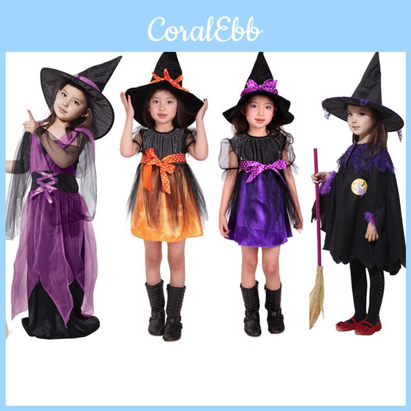 Elegant European Style Girls Halloween Witch Costume With Soft Lace Fabric