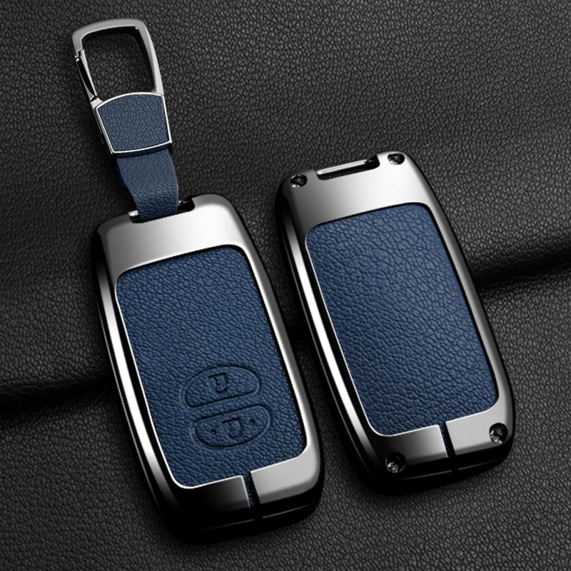 Zinklegering Läder Bilnyckelfodral För Toyota Camry Prius Land Cruiser Prado 150 Crown För Lexus Lc 200 Nyckelring Biltillbehör