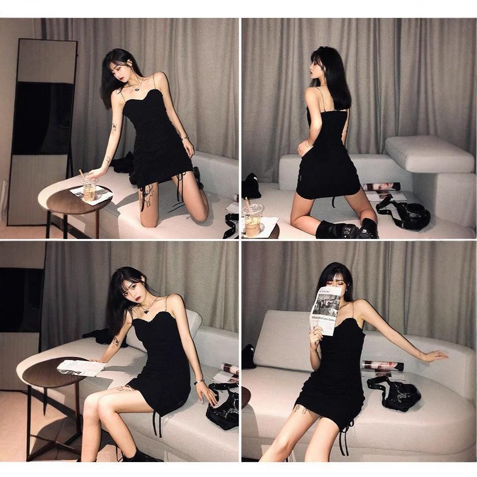 Dark Non-black Tube Top Suspender Dress Women's New Summer Tight Hip Skirt Drawstring Pleated Sexy Scheming Skirt