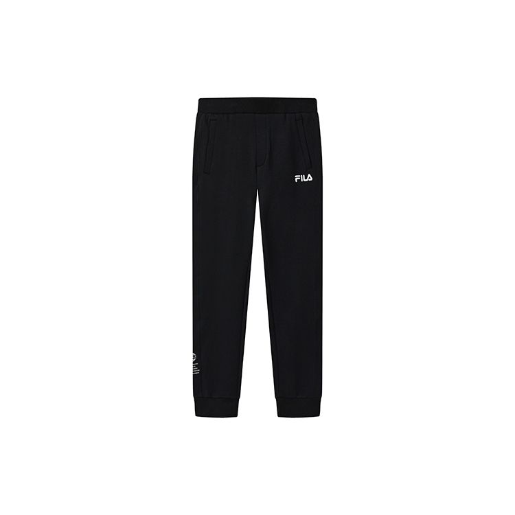 

FILA Embroidered Logo Loose Cuff Knit Casual Pants Men bottoms Black F11M239604FBK XL