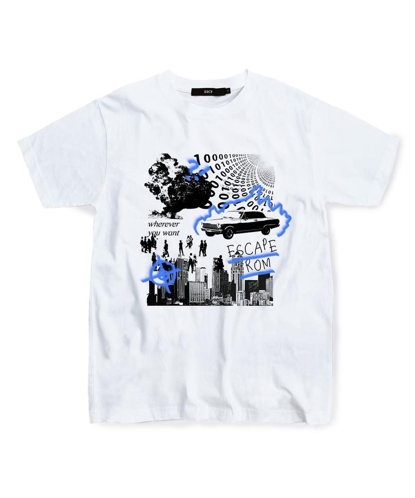 ESCAPEFROM Blue Burning City T-Shirt White