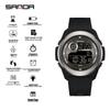 Sanda Sports Multifunctional Waterproof Pedometer Watch with Timer, Alarm, and Night Light