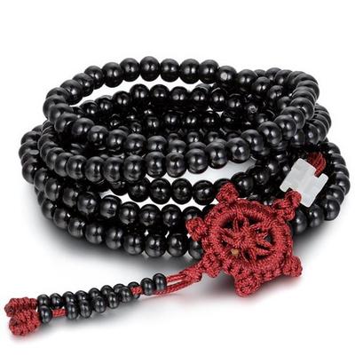 1 Pcs 6mm Sândalo Contas Budistas Pulseira Tibetano Sândalo Buda Budista 216 Contas de Oração Pulseira Colar
