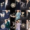 Perle Brosje i Koreansk Stil: Allsidig Blomster Diamantbrosje for Damekåper