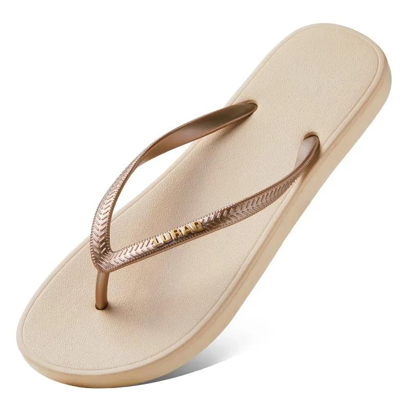 Mode Neue Sommer-Flip-Flops für Damen Rutschfeste Modische Sandalen für Outdoor-Bekleidung Flachsohlige Zehensteg-Strandschuhe Damenschuhe