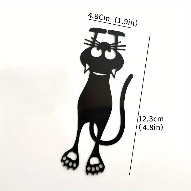 2pcs Curious Cat Bookmark Set with Paws, 3D Black Cat Paper Clips for Reading Progress, Fun Book Markers for Book Lovers.