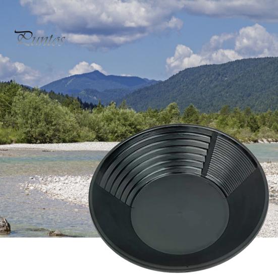 Manual Panning Pan Heavy Duty Three Riffles Rare Metal Prospecting Pan Portable Lightweight Round Plastic Basin Sifting Tool