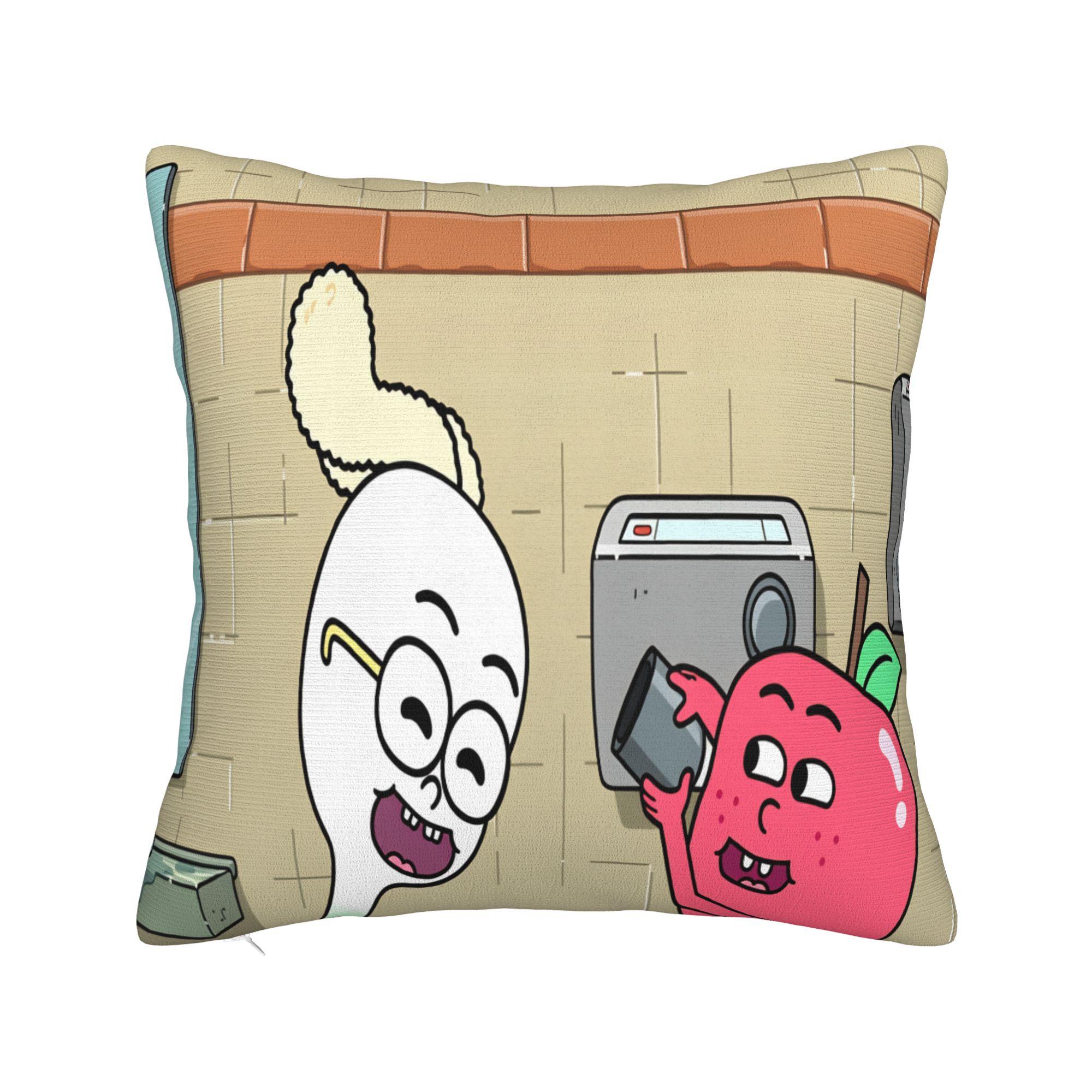 Pillow Cover Apple and Onion   Funny Pillow Case For Office Car Home Decor Pillowcases 12x12Inch