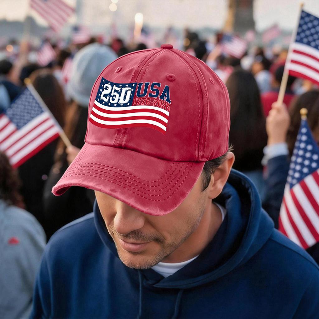 Men's and Women's Matching American 250th Anniversary Anniversary Embroidered Vintage Washed Baseball Cap