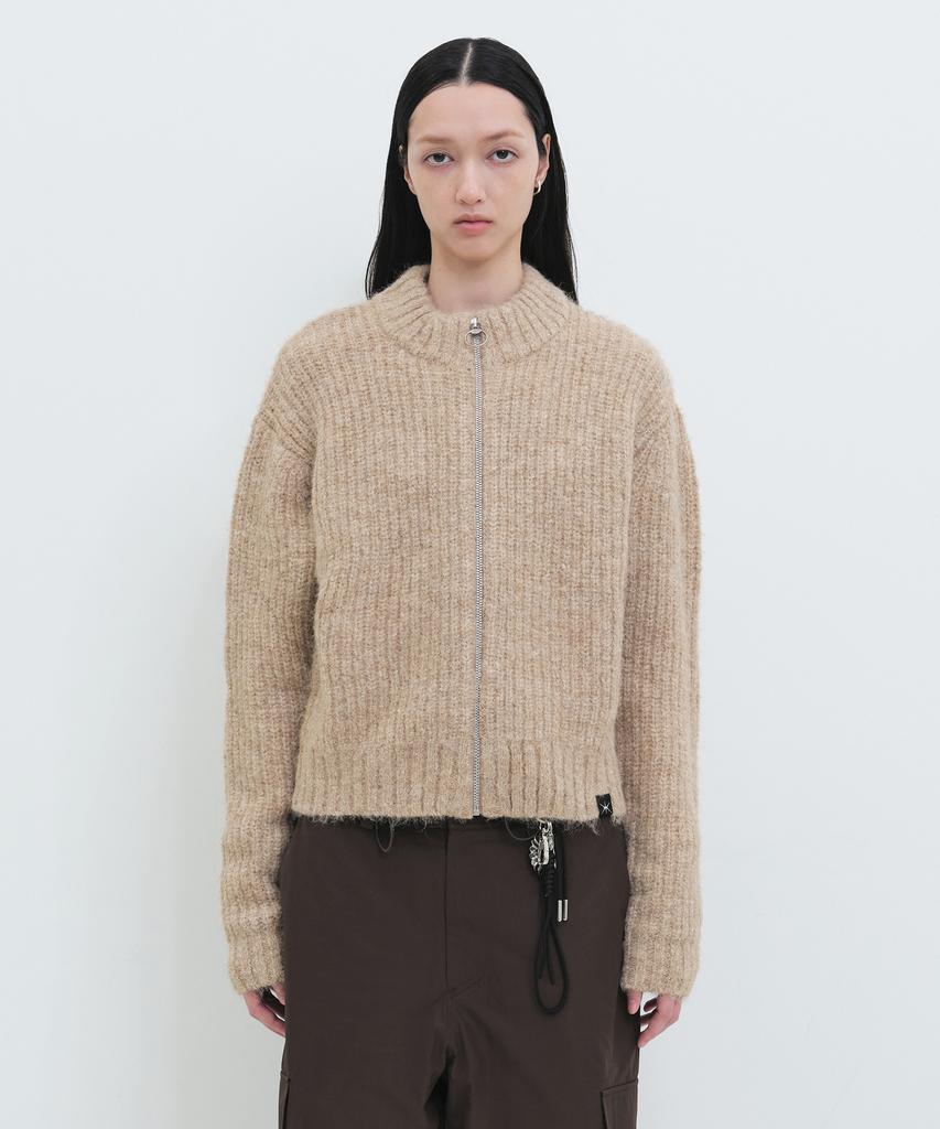 Yunse Angora Knit Zip-Up (Beige)