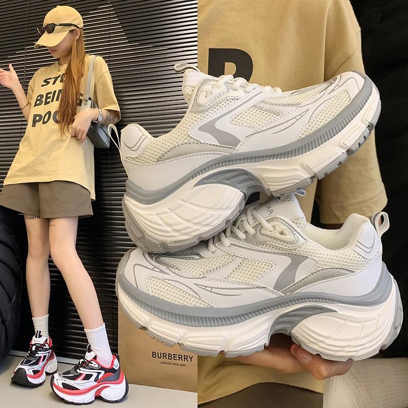 Popular Dad Shoes Women's 2025 New Spring, Summer and Autumn Popular Color Matching Sports Shoes Ins Thick-soled Heightening Casual Women's Shoes
