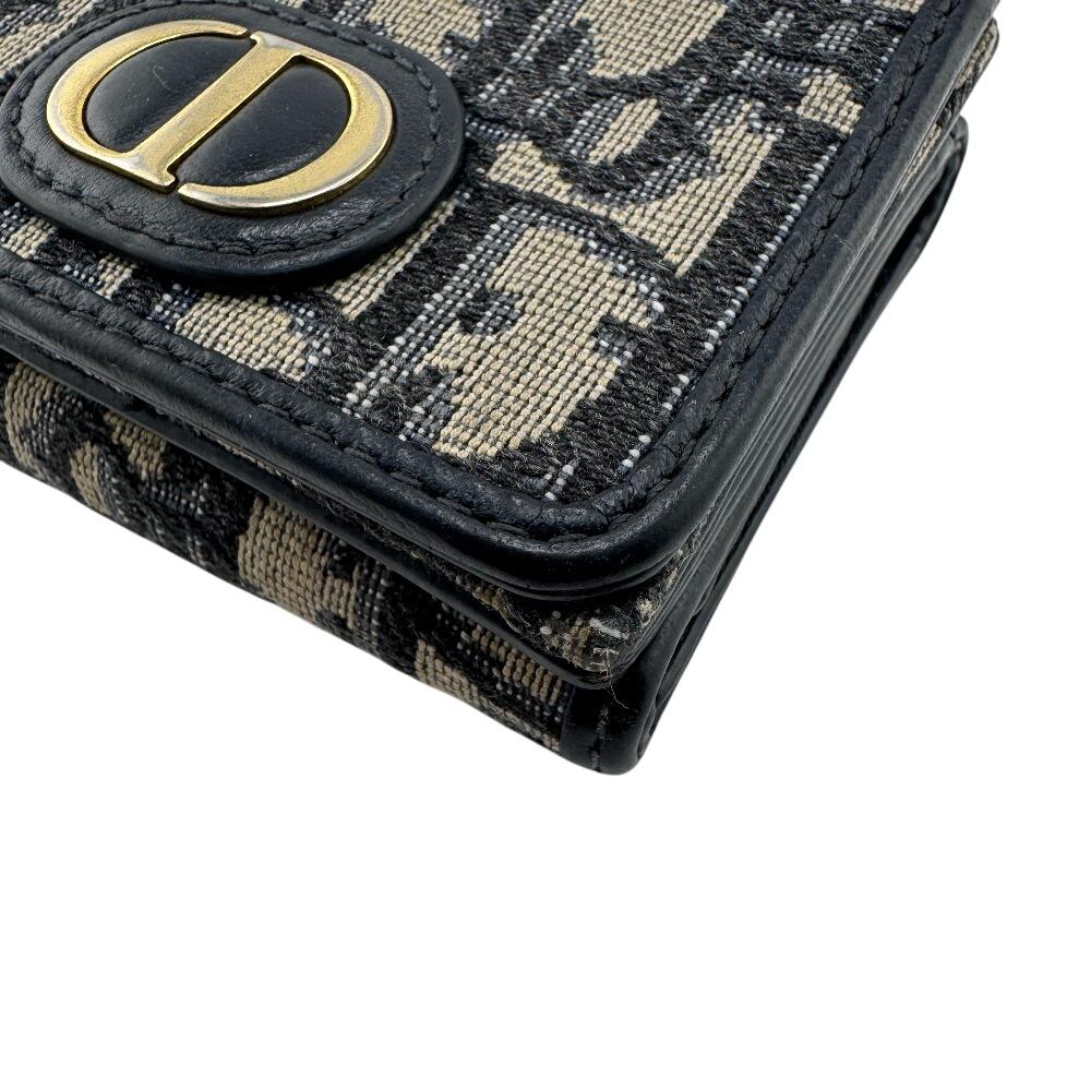 Dior compact Oblique canvas Montagne 30 Tri-fold wallet Navy canvas Women Used