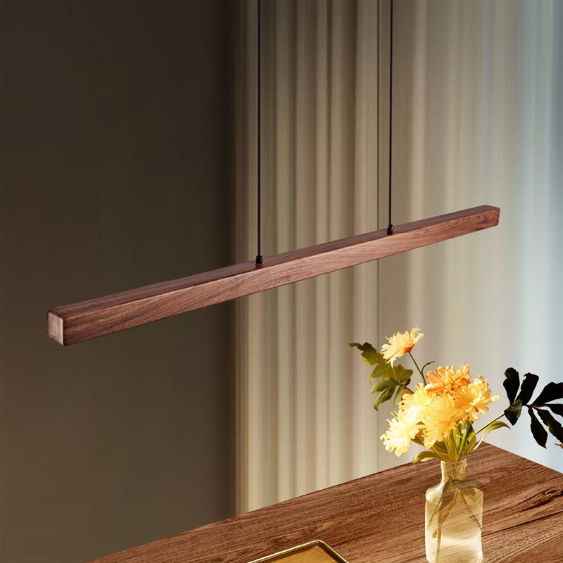 Wabi-Sabi Black Walnut Chandelier: Japanese-Inspired Solid Wood Office Lamp