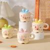 Cartoon-Bär Keramiktasse mit Deckel & Löffel - Niedliche Trinkbecher für Studenten & Festivalgeschenk