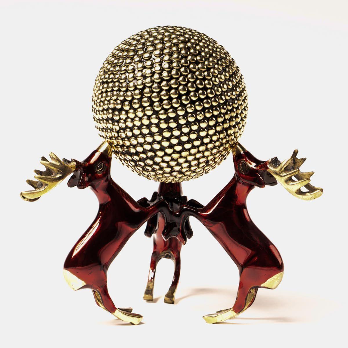 

3 Deer Ball Brass Showpiece| Statue for Center Table| Vastu Decorative Items for Living Room, Bedroom, Office| Brass Decor Items (Deer Ball Cherry)