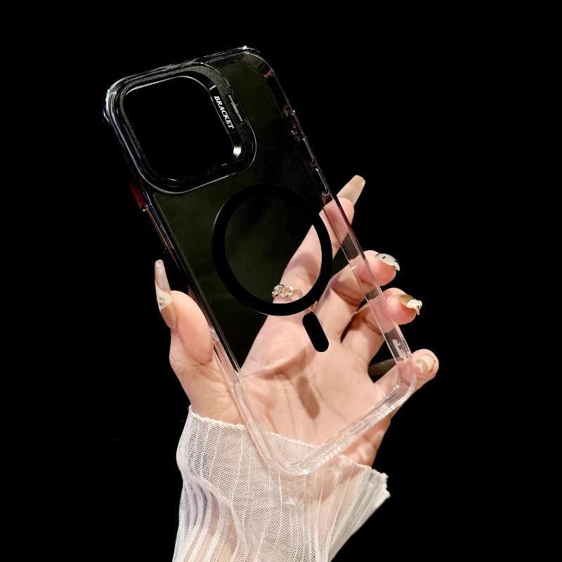 iPhone 17 Pro Max Gradient Magnetic Transparent Lens Stand Drop-Proof Case