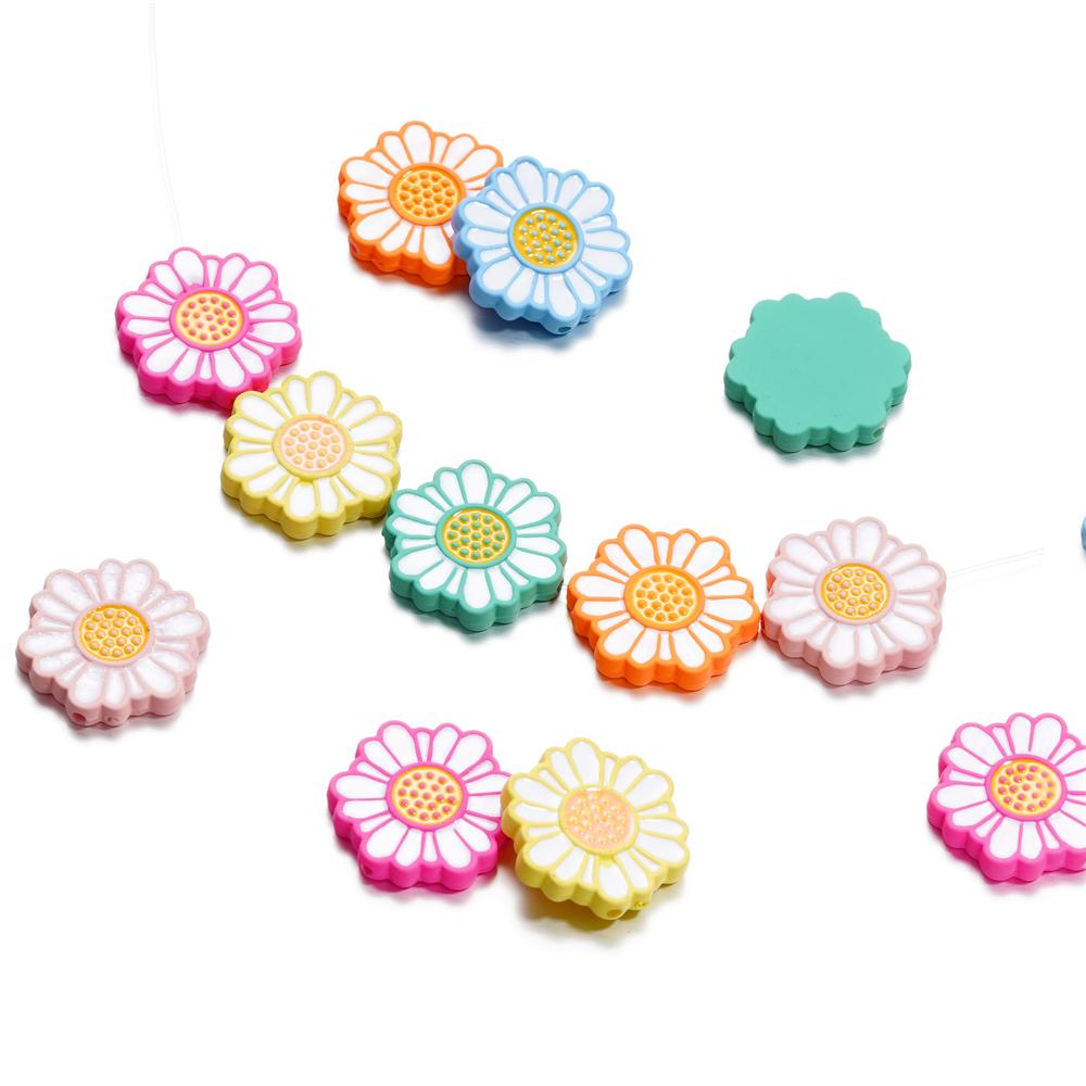 5Pcs/Lot 23*24.6mm Acrylic Daisy Shape Loose Spacer Beads for DIY Jewelry Making Necklace Bracelet Findings Accessories
