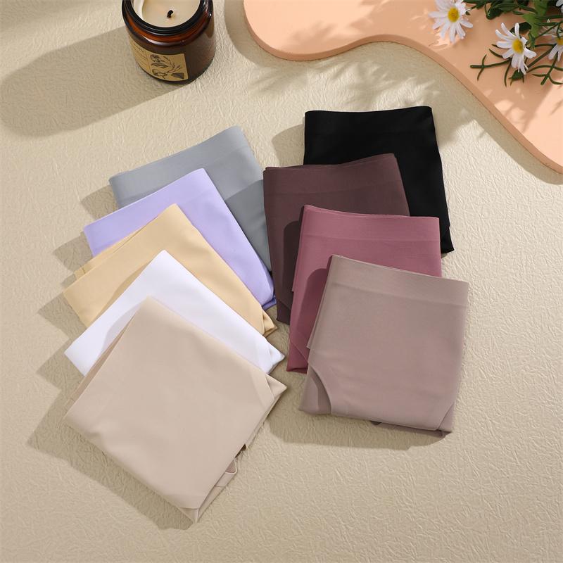 6PCS Women Seamless Panties Ice Silk Ultra Thin Briefs Female Soft Underwear Ladies Low Rise Sexy Lingerie High Elastic Panties