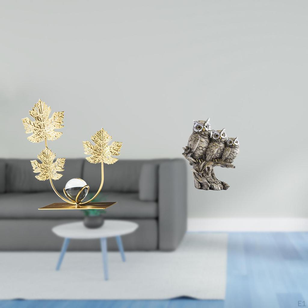 Leaves Owl Statue Bookshelf Sculpture Birthday Housewarming Gift Bedroom Holiday Decorative Desktop