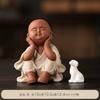 Zen Tea Pet, Cute Little Monk Figurine for Tea Table, Zen Meditation Ornament for Home Office Desk