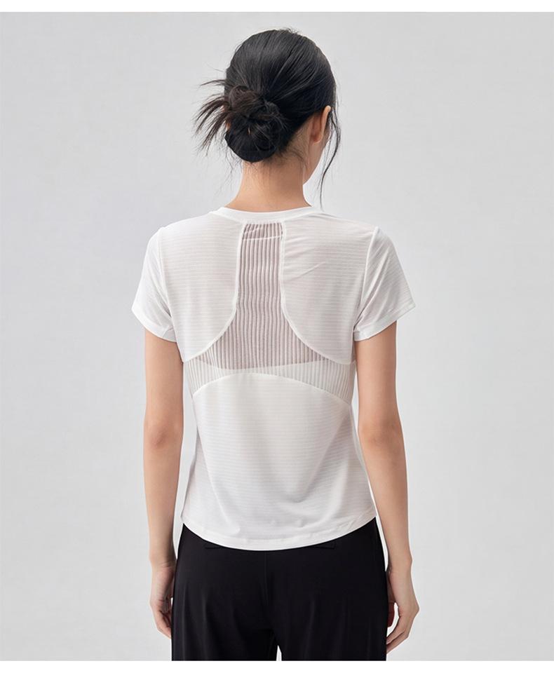 Women's Lightweight Cross-Cutout Yoga T-Shirt - Breathable Textured Short Sleeve Slim Fit for Summer Fitness
