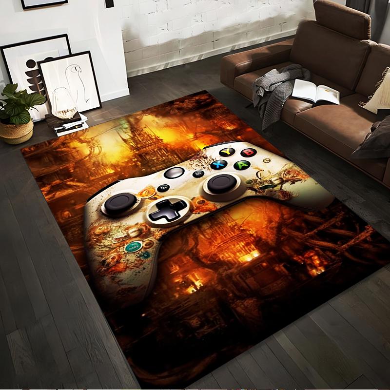 

Gaming Controller Rug with Fiery Fantasy Castle Background Theme Suitable for use as an anti-slip for living room bedroom sofas 40x60cm( 15x23in )