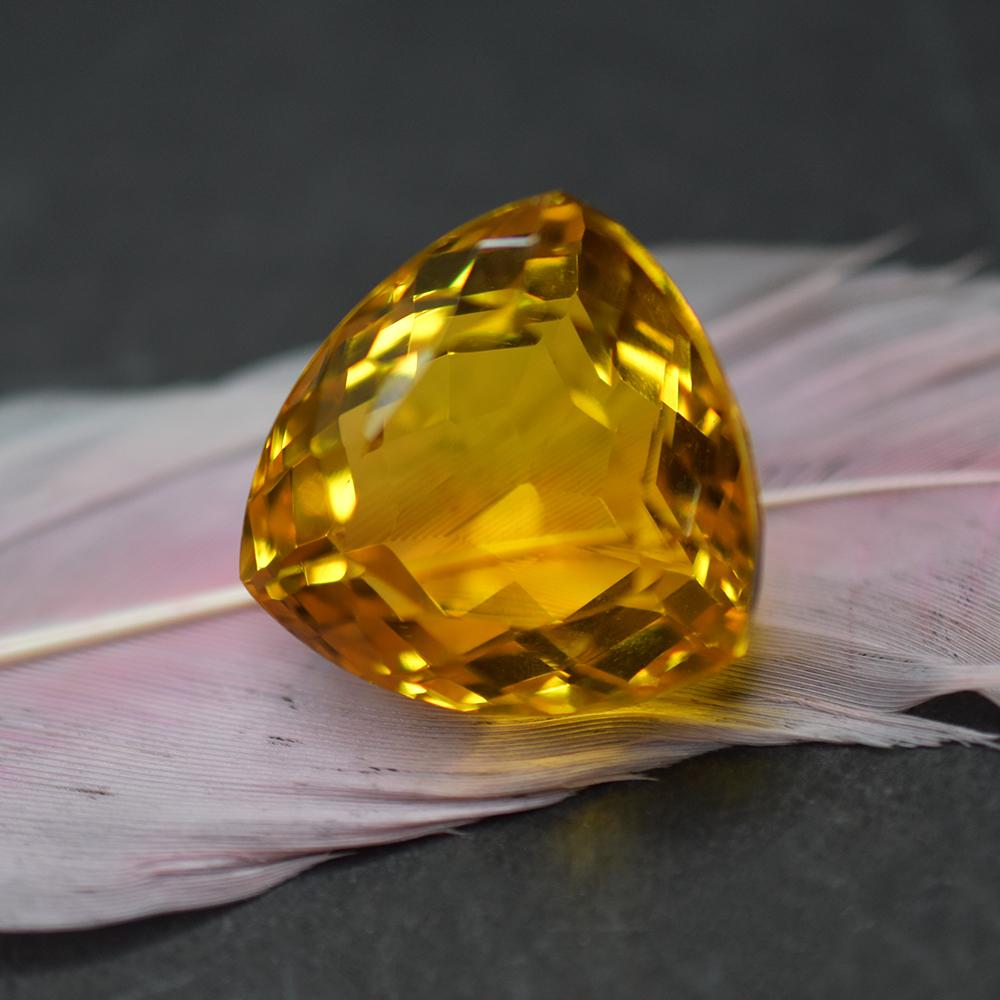 Natural Yellow Sapphire Trillion Cut 38.99 Ct Huge Loose Gemstone