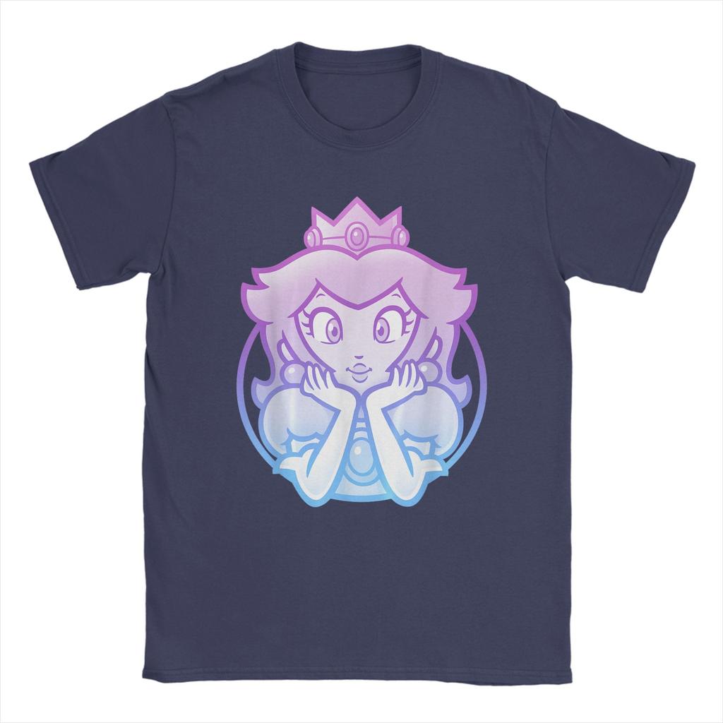 Unisexs TShirts Super Marios Princess Peach Gradient Portrait Amazing Cotton Tees T Shirt Round Neck Clothes New Arrival