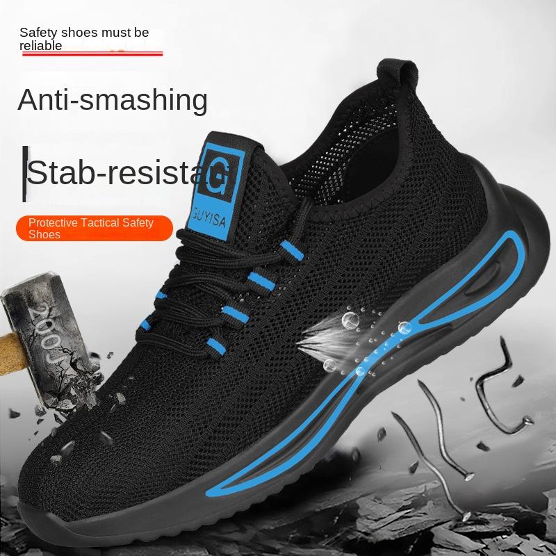 Labor Insurance Shoes Men's Anti-smash and Anti-puncture Solid Bottom Safety Shoes Steel Head Breathable Work Shoes