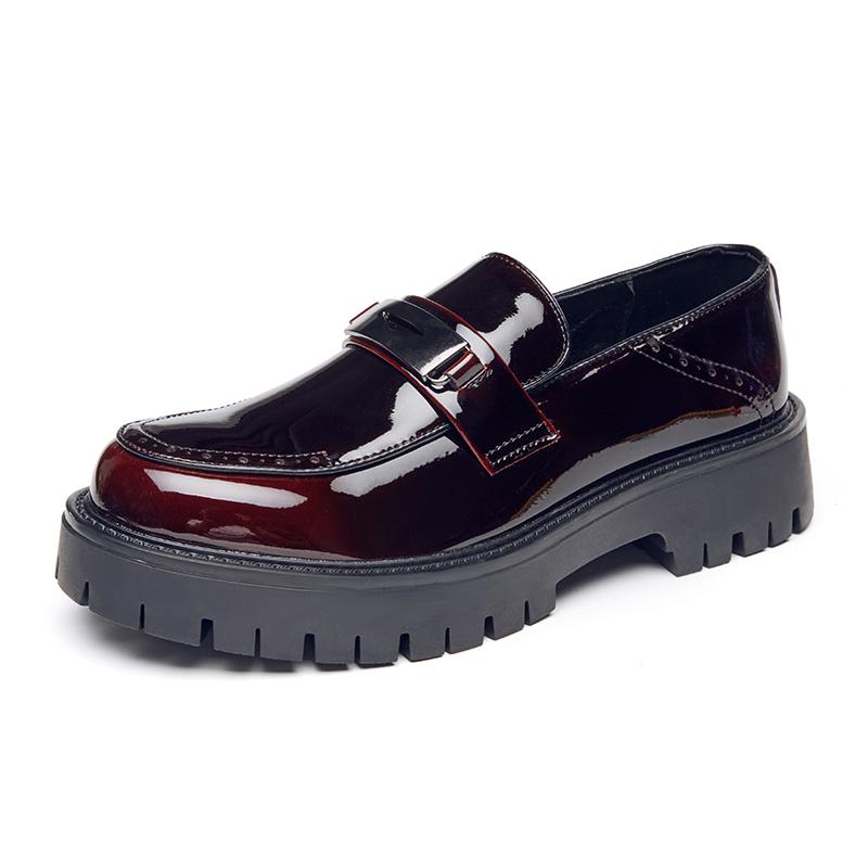 Men Patent Leather Loafers Thick Platform