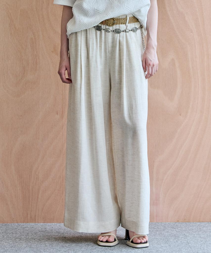 MAXZA Natural Texture Wide Elastic Pants (Belt Set)