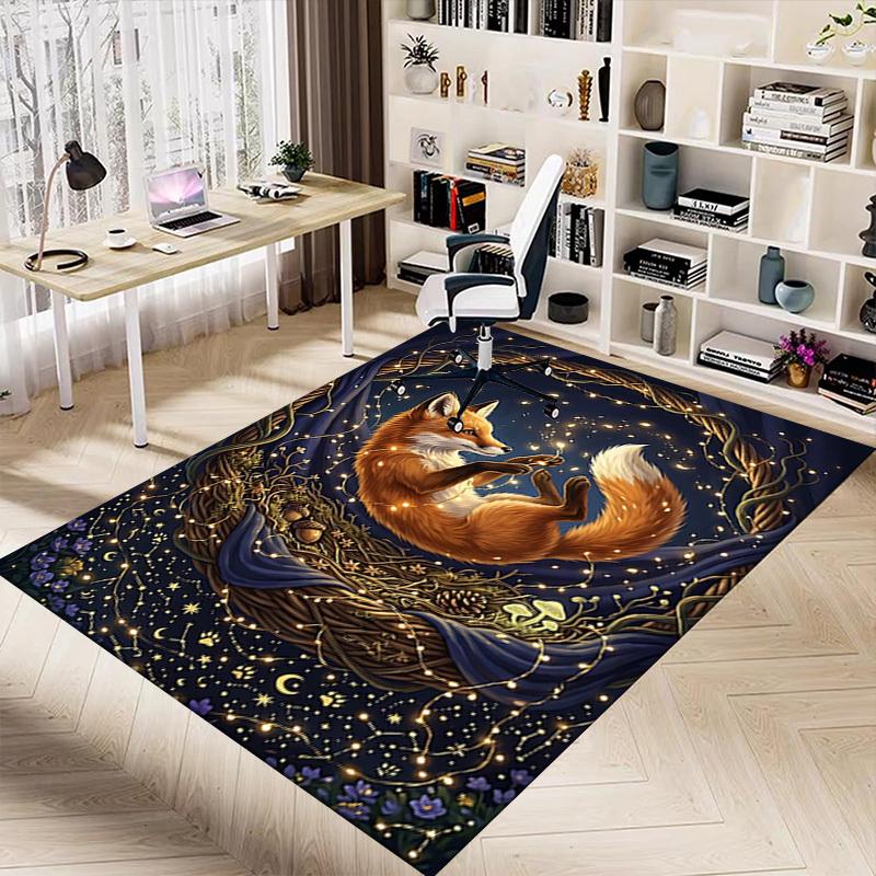 1PC Fox Night Extra Large Non-Slip Floor carpet, Office, family, bedroom, Studio - Large Area Rug,Longlasting Material-K0416