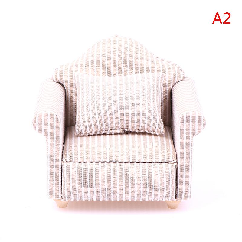 1:12 Mini Móveis Sofá com Almofada Para Casa de Bonecas Crianças Brincadeira de Faz de Conta Decoração DIY