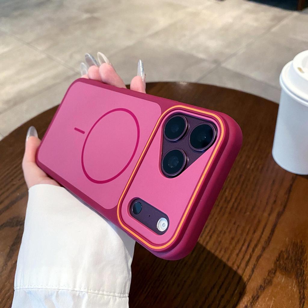 iPhone 16 Magnetic Case: Full Coverage Anti-drop Frosted Two-tone Lens Protection, High-End Feel