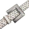 New Trendy PU Leather Belt with Rhinestone Square Buckle - Y2K Western Style
