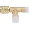 2-Piece Brass Quick Coupler Tee Adapter, 1/4 Inch SAE FFL with MFL, Refrigerant Adapter for R22 R12 R134, Vacuum Pump Manifold with Valve Core