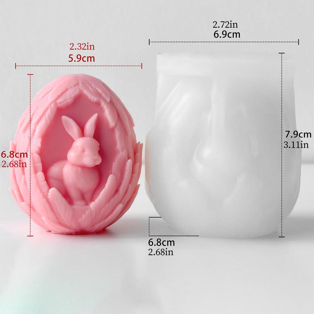 Easter Egg Silicone Mold Reusable Easy Release Easter Bunny Egg Candle Molds for Wax Plaster Soap Arts & Crafts Home Decor Party