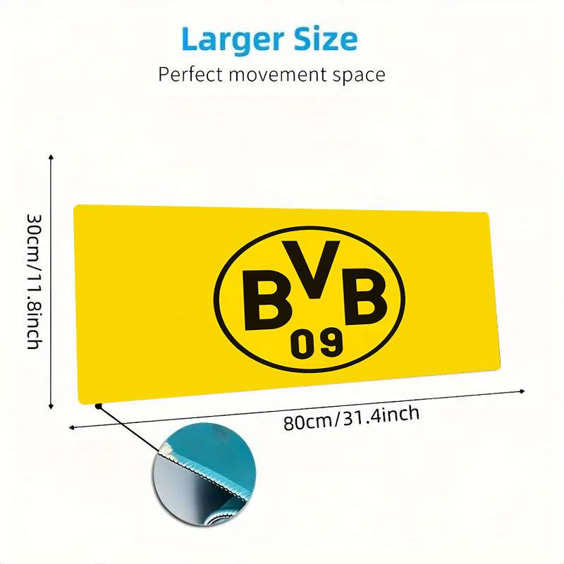 Dortmund Team Logo Mauspade, Große Gaming Schreibtischmatte, Rutschfestes XXL Mauspade für Laptop & Tablet, Mini-PC Spielmatte mit Genähten Kanten