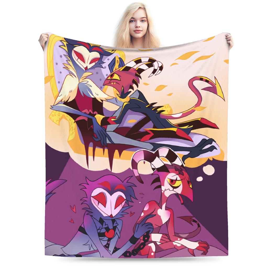 Blitzo Plush Blanket Kids Helluva Boss Flannel Throw Blanket For Living Room Warm Soft Custom DIY Quality Bedspread Gift