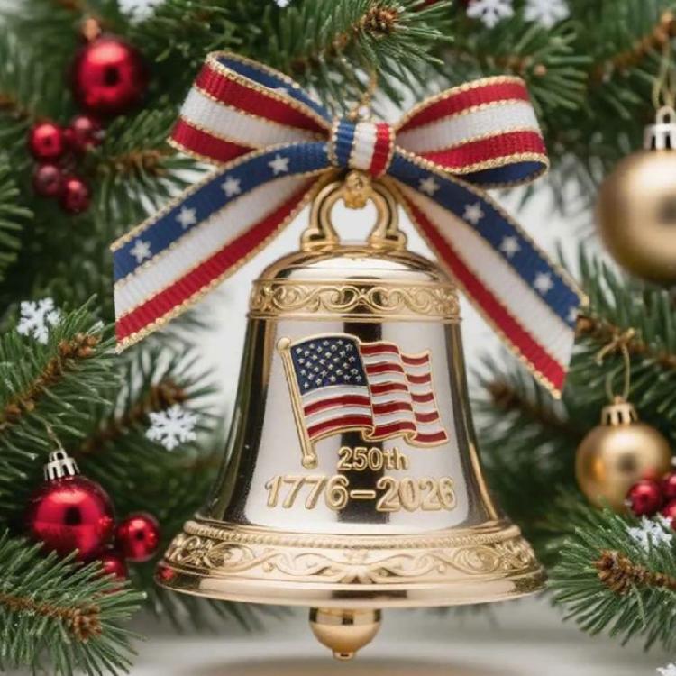 250th Anniversary Metal Bell Decoration Christmas Tree Bell Ornament For Holiday Tree Mantels Festival Home Decorations